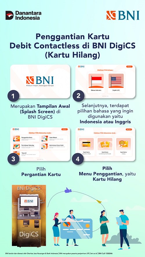 Penggantian Kartu Debit Contactless di BNI DigiCS - Kartu Hilang