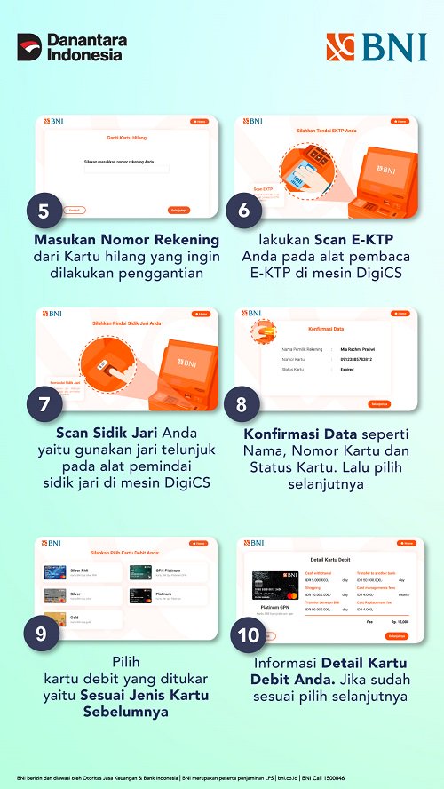 Penggantian Kartu Debit Contactless di BNI DigiCS - Kartu Hilang